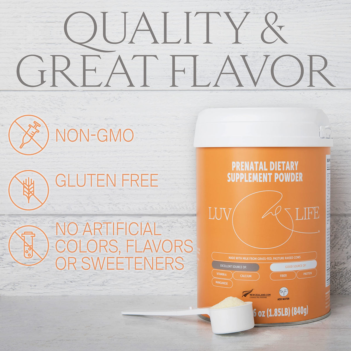 LUV&LIFE Prenatal Vitamin Supplement Powder Vanilla Flavored Contains Protein and Fiber