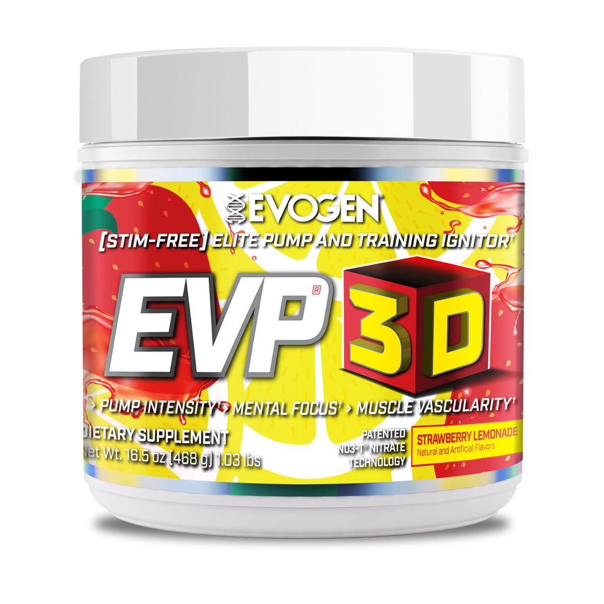 Evogen EVP 3D Stim Free Pre-Workout | Citrus Candy | 40 Servings | Arginine nitrate, L-citrulline, beta-alanine and creatine with lion's mane, L-tyrosine and DMAE for pumps and focus