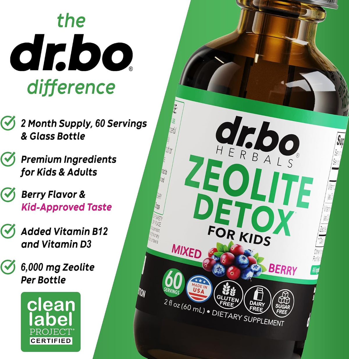 Zeolite Detox for Kids Liquid Drops - Advanced Clinoptilolite with Pure Vitamins B12 & D - Kids Gentle Body Daily Cleanse Focus & Speech Extra Clinoptilolite Zeolite Drops Detox Cleanse Supplement 2oz