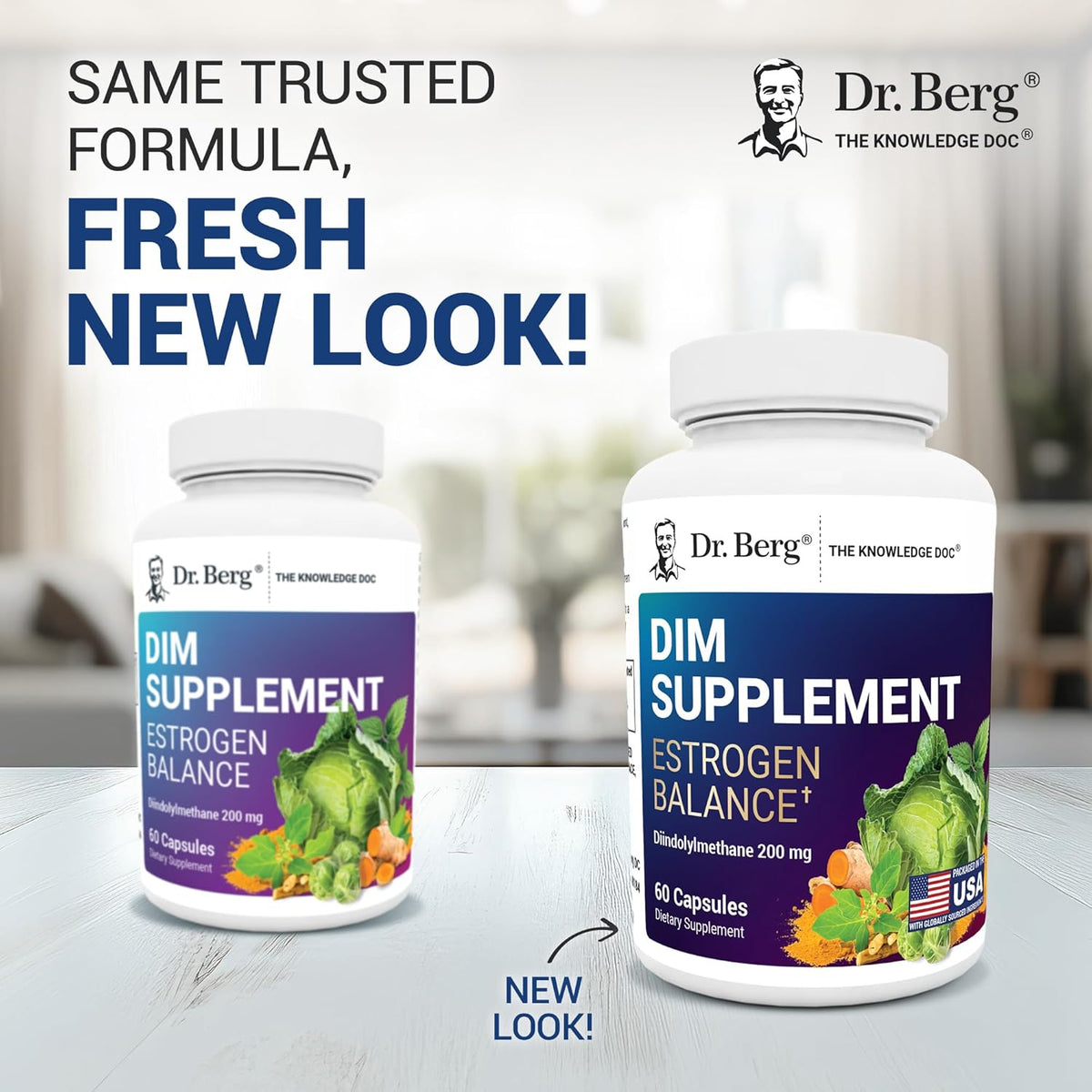Dr. Berg DIM Supplement Estrogen Balance - Original Estrogen Supplement for Women with Diindolylmethane & Black Pepper for Enhanced Absorption & Menopause Support* - 60 Capsules