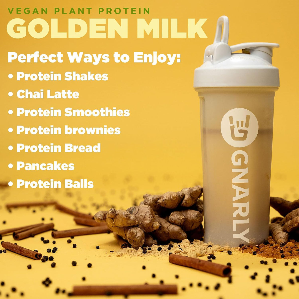 Golden Milk Vegan Protein Powder and Gnarly Performance Greens Blueberry Açai, (11.64 oz)