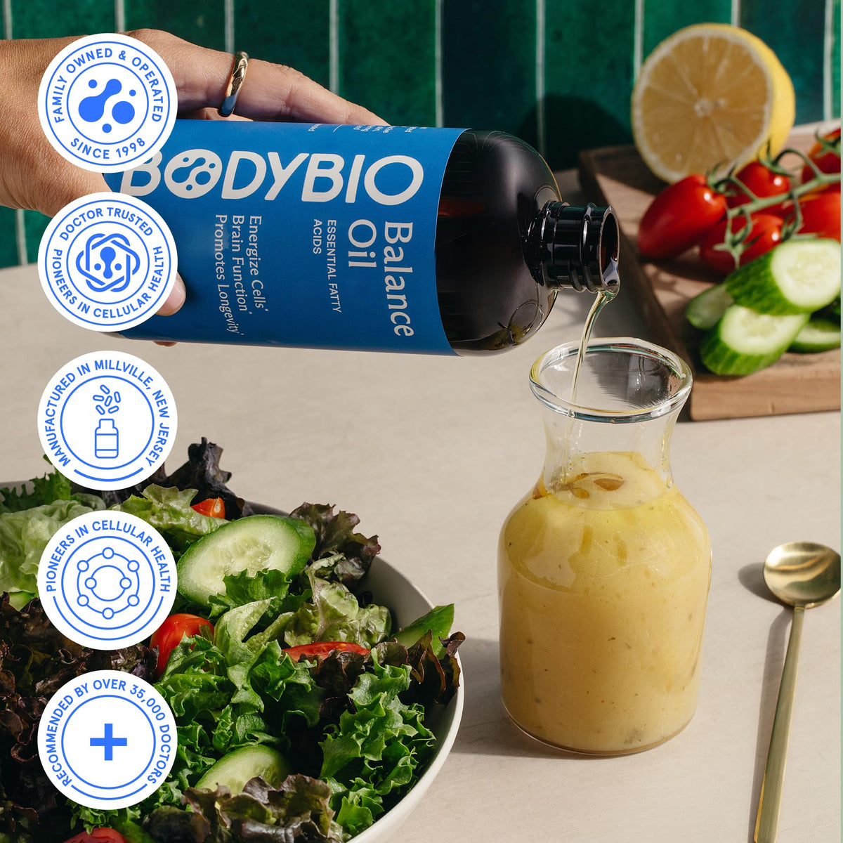 BodyBio Balance Oil - Essential Fatty Acids for Brain, Skin, & Mood | Cold-Pressed Omega 3 & 6