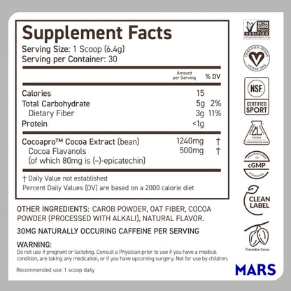 CocoaVia Cocoa Flavanols 500mg – Heart and Brain Support, High Flavanol Cocoa Powder