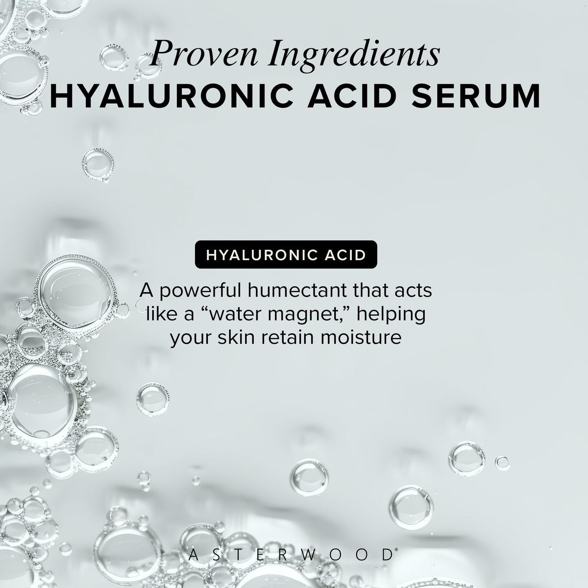 Asterwood Hyaluronic Acid Serum for Face - Plumping, Anti-Aging, Hydrating - Fragrance-Free - 1 Fl Oz