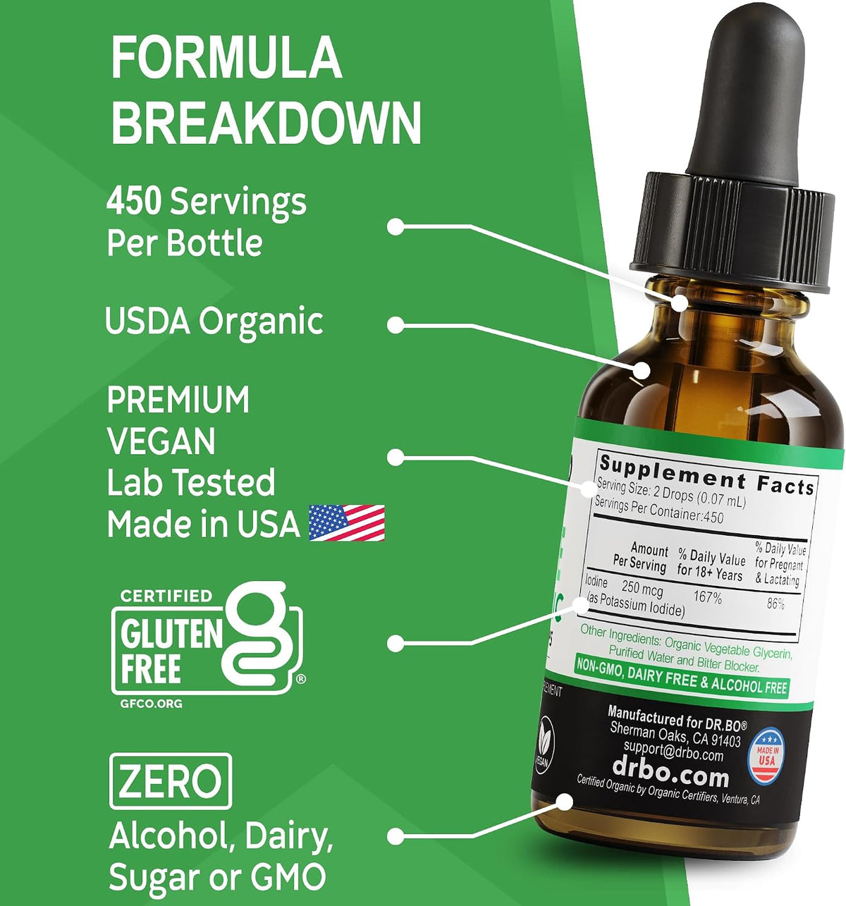 Iodine Liquid Drops Potassium Iodide - 1 Year Supply Pure Clear Organic Iodine Drops Supplement Plus Thyroid Support - Organic Potassium Iodide Liquid Supplement Tincture Thyroid Supplements 1 Fl Oz