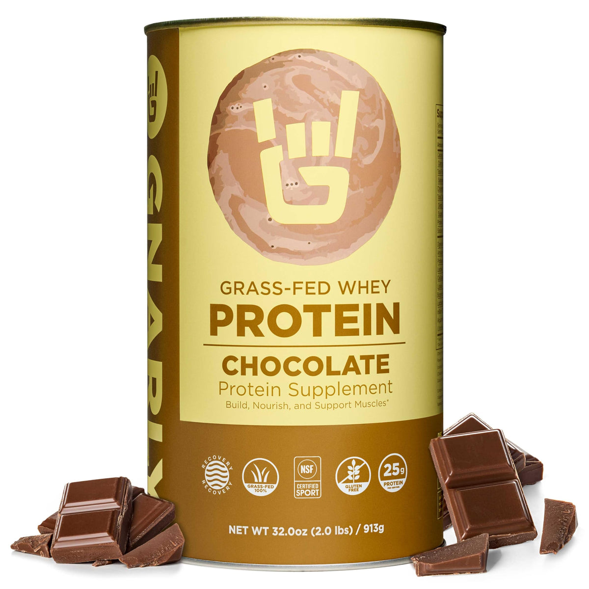 Gnarly Nutrition Vanilla Protein Powder – NSF Sport Certified – 25g Protein, Muscle Repair – Grass Fed Whey Powder, Smooth Taste – Vanilla, 32 oz