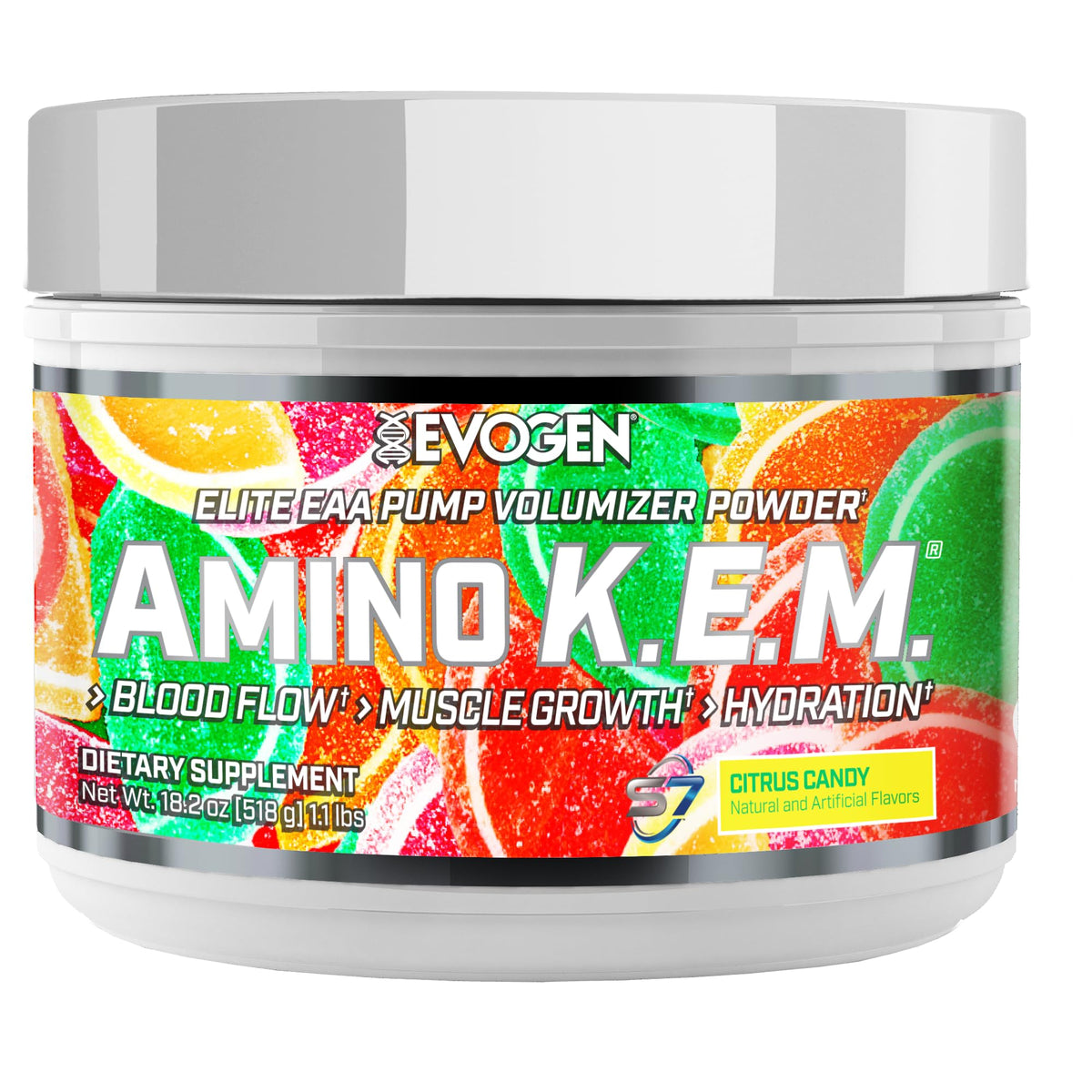 Evogen Amino K.E.M. EAA & BCAA | Tropic Thunder | 30 Servings | S7 nitric oxide blend with betaine anhydrous, coconut water and leucine for blood flow, muscle growth, hydration and recovery