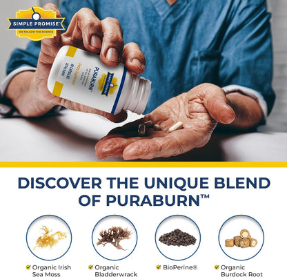 PuraBurn - Irish Sea Moss Capsules for Daily Wellness - Bladderwrack Root | Organic Sea Moss, Nutrient Absorption Support, Bladderwrack and Kelp, Simple 2-Capsule Routine, Non-GMO