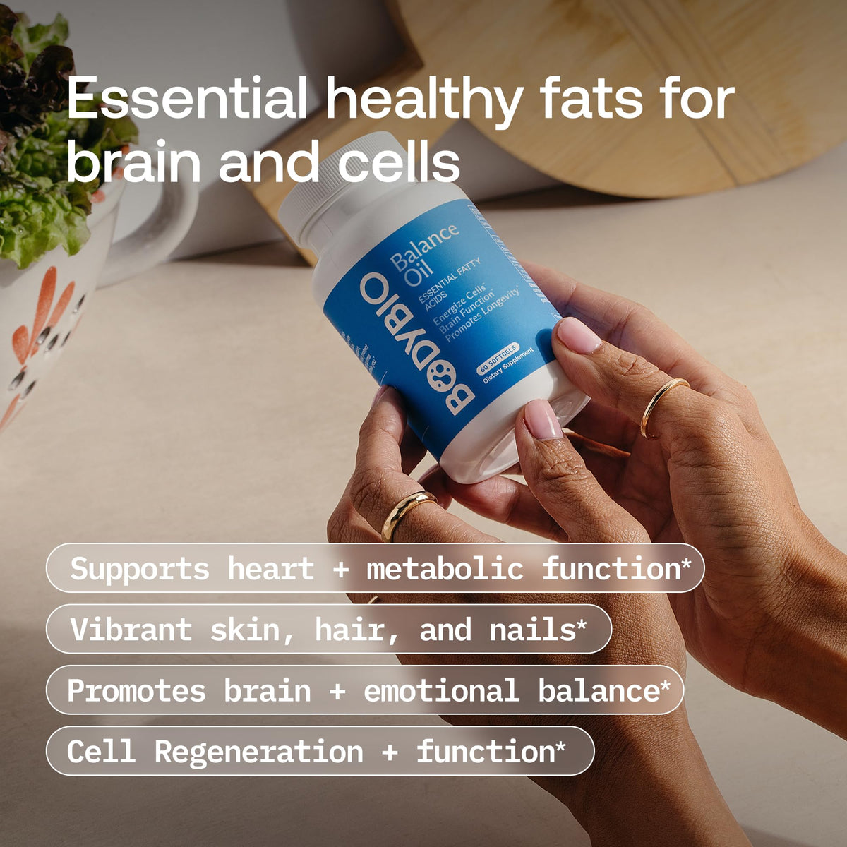 BodyBio Balance Oil - Essential Fatty Acids for Brain, Skin, & Mood | Cold-Pressed Omega 3 & 6