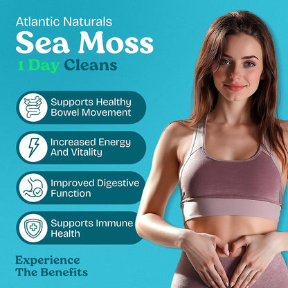 Atlantic Naturals 1 Day Colon Cleanse & Full Body Detox Drink – Sea Moss, Gut Health & Liver Cleanse Juice for Women & Men – Overnight Gut Reset – Lemon Flavor, 8 fl oz