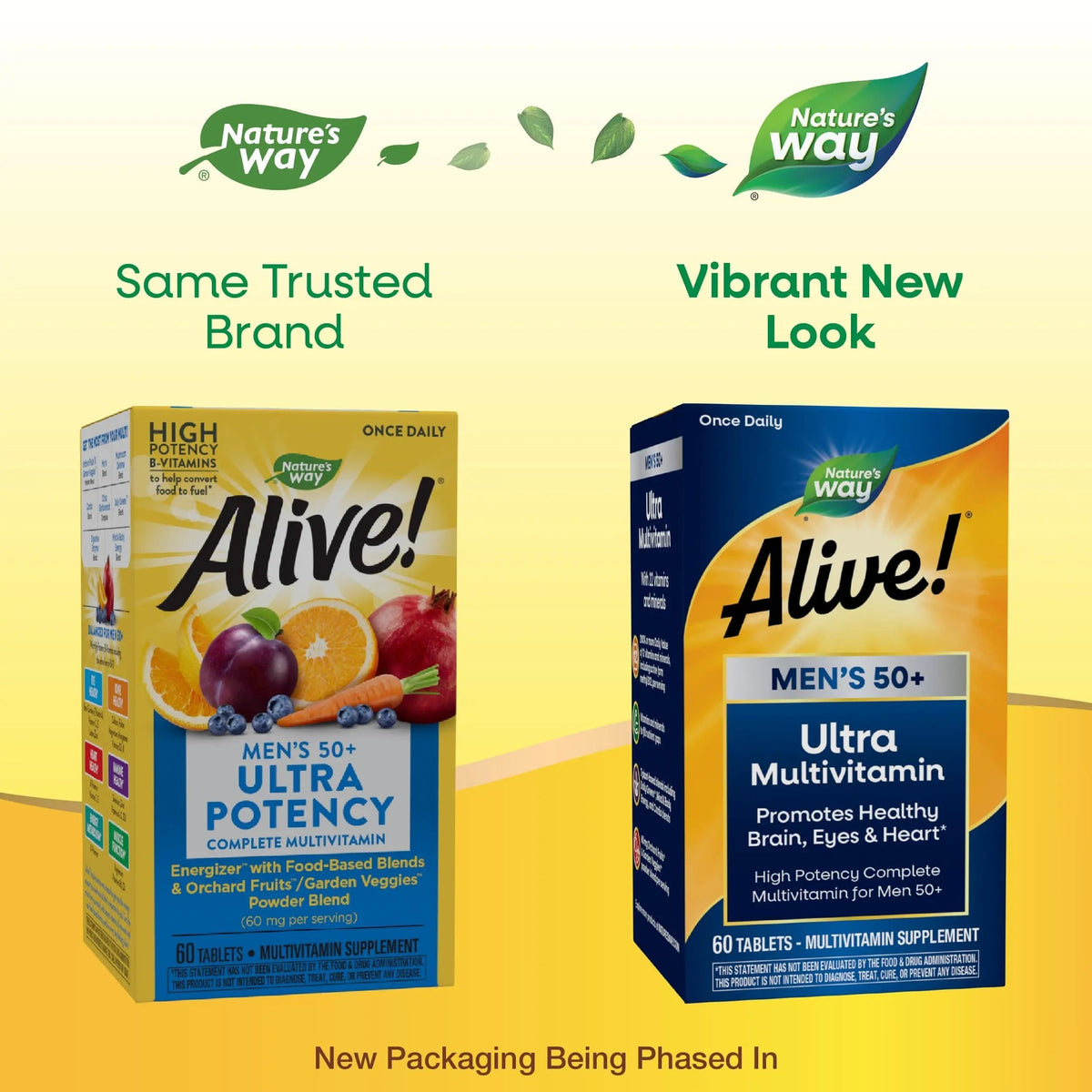 Nature's Way Alive! Men’s 50+ Daily Ultra Multivitamin, High Potency Formula, Supports Healthy Brain, Eyes & Heart Nature's Way