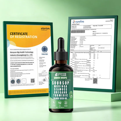 Soursop Bitters Liquid Drops 10 in 1 with Sea Moss, Moringa, Turmeric, Black Seed Oil, Oregano, Ashwagandha | Herbal Extracts for Overall Health-Enhancing |Vegan, Non-GMO| 2 Fl Oz(Mixed Berry Flavor)