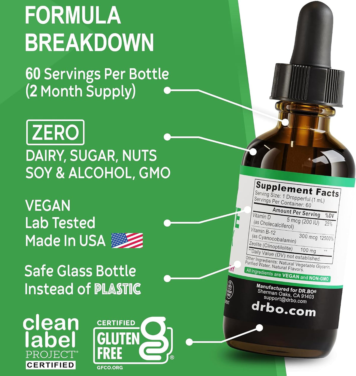 Zeolite Detox for Kids Liquid Drops - Advanced Clinoptilolite with Pure Vitamins B12 & D - Kids Gentle Body Daily Cleanse Focus & Speech Extra Clinoptilolite Zeolite Drops Detox Cleanse Supplement 2oz