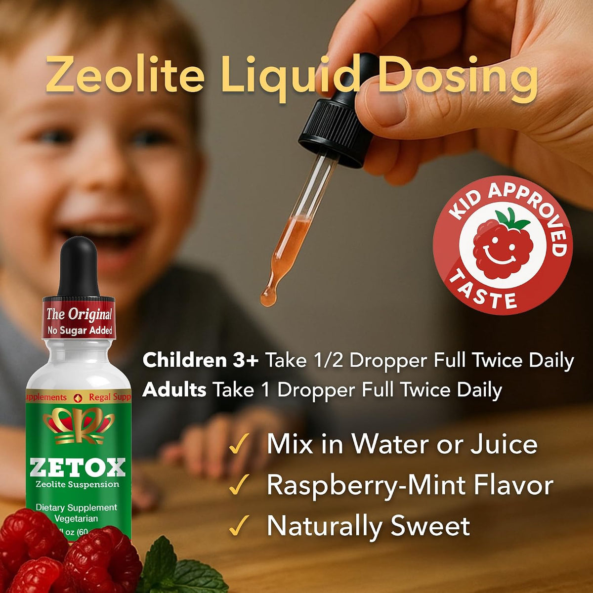 ZETOX | Zeolite Detox for Kids and Adults | Enhanced with Methyl Vitamin B12 and D3 | Premium Grade Liquid Clinoptilolite Zeolite Drops | Supports Gentle Daily Detox, Energy, and Focus (60 Servings)