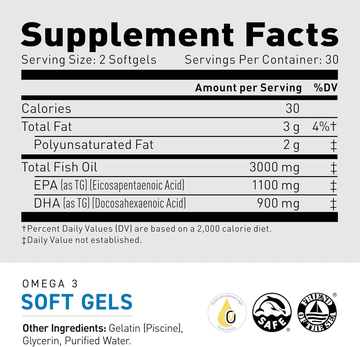 Kaged Omega 3 Fish Oil Supplement | 3000mg Omega 3 Fatty Acid with EPA & DHA | Ultra-Pure | No Fish Burps | 60 Pills