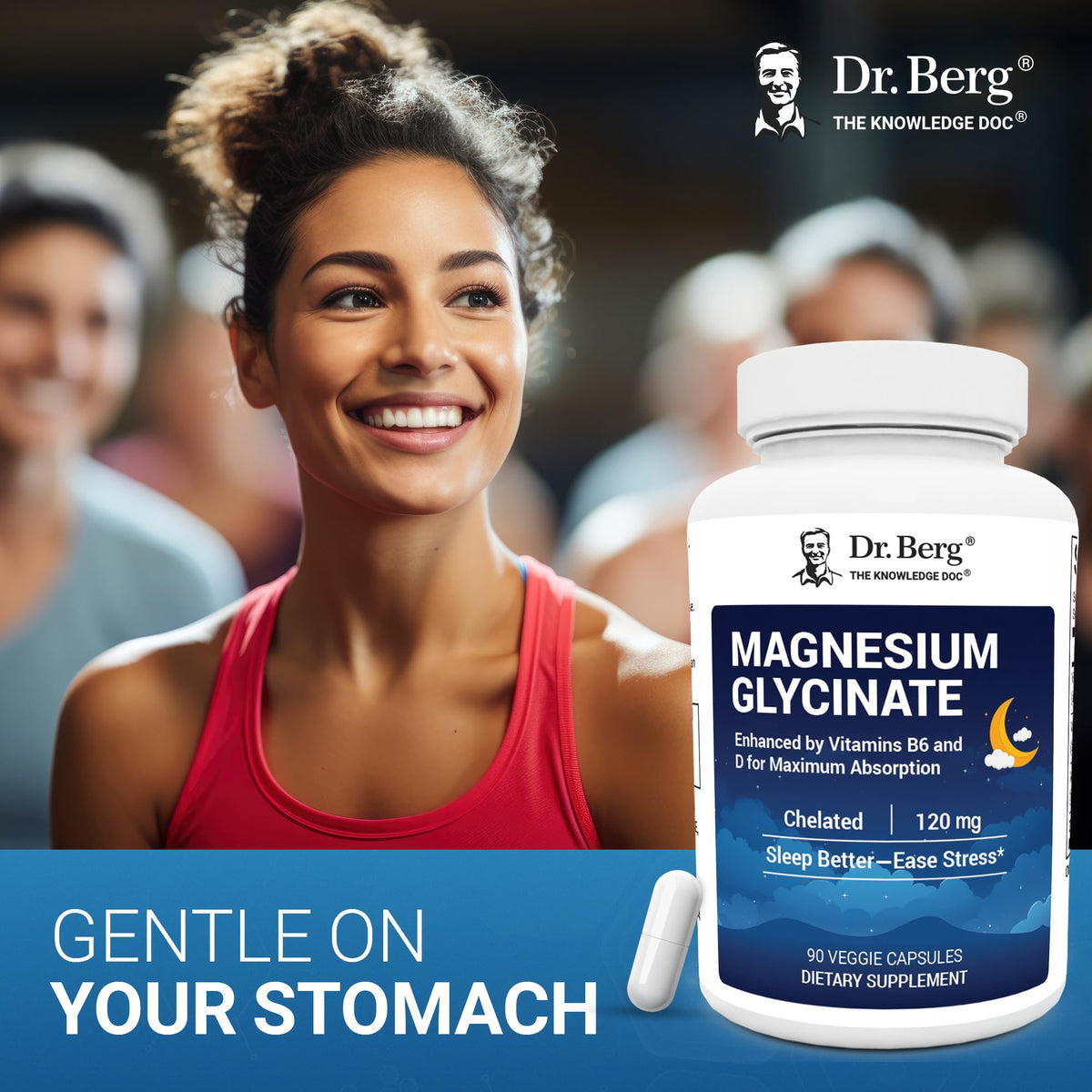 Dr. Berg Magnesium Glycinate 150ct – 4-in-1 Chelated for Muscle, Nerve, Sleep & Stress Support*– w/ D3, B6 & Zinc – 4X Lab-Tested – No Fillers – Formulated in USA, GMP-Certified