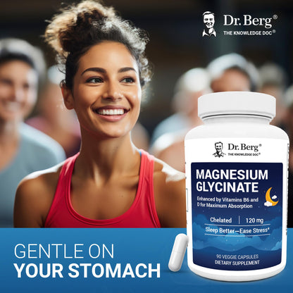 Dr. Berg Magnesium Glycinate 150ct – 4-in-1 Chelated for Muscle, Nerve, Sleep & Stress Support*– w/ D3, B6 & Zinc – 4X Lab-Tested – No Fillers – Formulated in USA, GMP-Certified