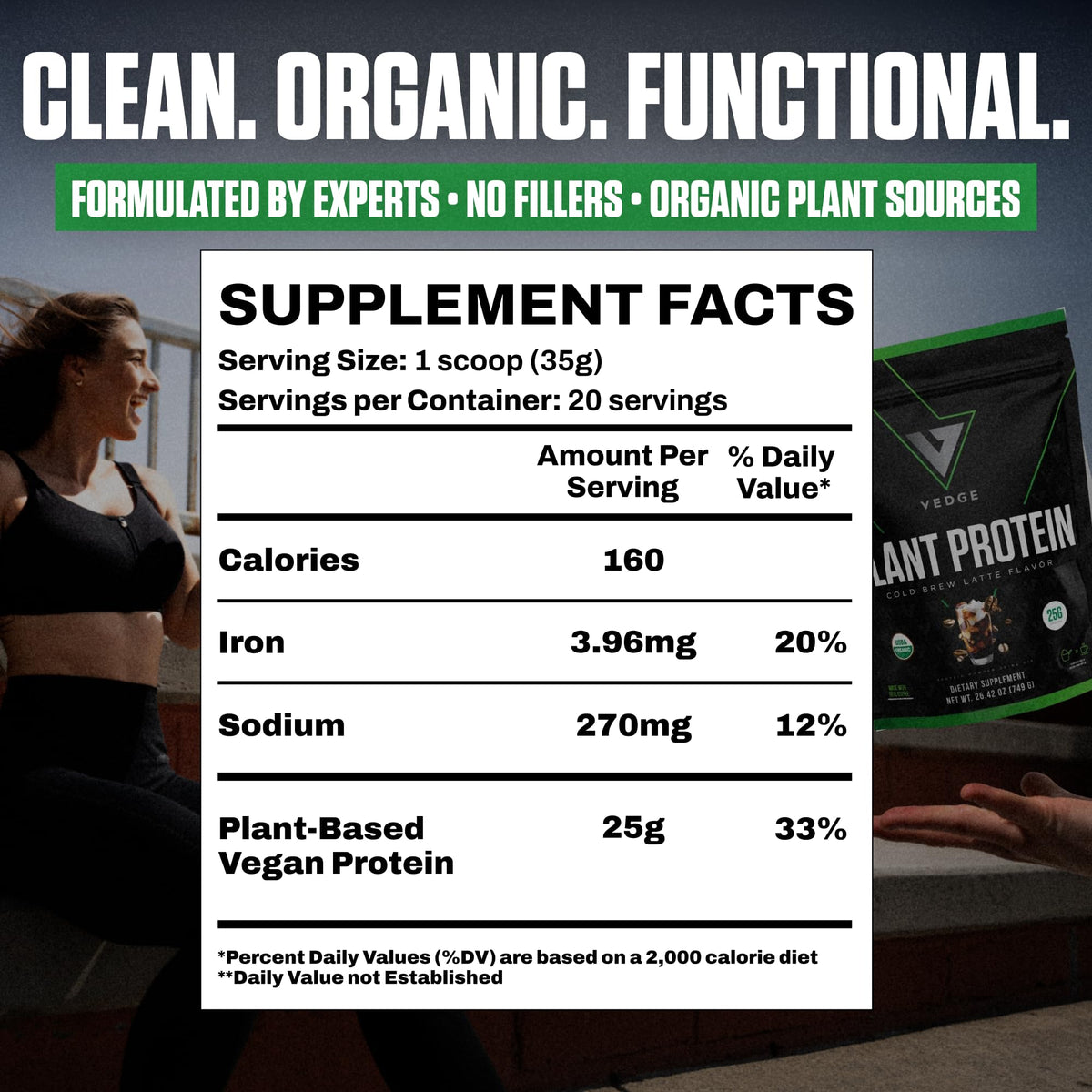 VEDGE Vanilla Protein Powder, USDA Organic Plant Based, 20 Servings | Plant Based Protein Powder, From Pea, Pumpkin, And Sunflower With Smooth Texture For Shakes, Smoothies, Vegan, And Baking