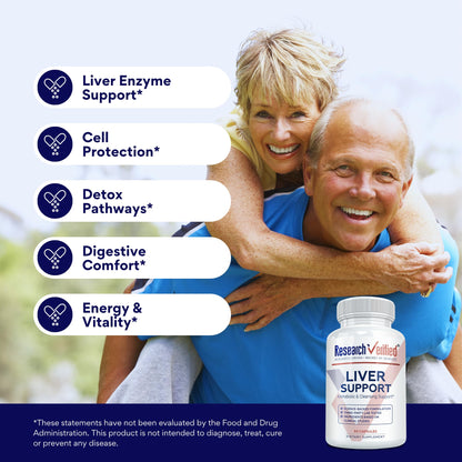 Research Verified Liver Support - Liposomal Milk Thistle, Artichoke Extract, Glutathione, BioPerine - Vegan - 60 Capsules - Pack of 1