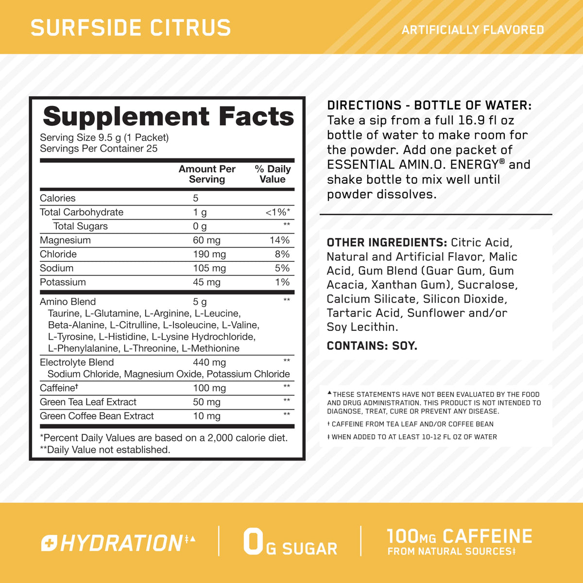 Optimum Nutrition, Amino Energy Powder Plus Focus, with Bcaa, Electrolytes, and Caffeine, Watermelon, 30 Servings | Contains BCAAs, Electrolytes, 100 mg Caffeine, 5g Amino Acids, Zero Sugar, Supports Hydration, Banned Substance Tested