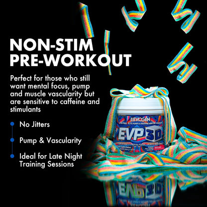 Evogen EVP 3D + EVP AQ Bundle | Stim Free Pre Workout Powder & Liquid Glycerol Volumizer for Men & Women | Beta Alanine, Creatine, Nitric Oxide & Hydration Formula | Sour Candy + Unflavored