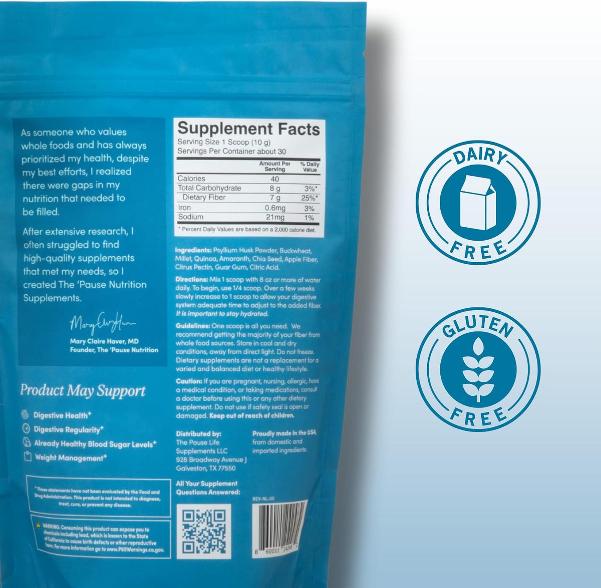 The 'Pause Life Fiber GDX, Chia & Quinoa Blend, Digestive Support, 10.5 OZ | Monk fruit sweetened plant-based fiber with chia, quinoa & ancient grains. Supports energy & digestive health. Gluten free
