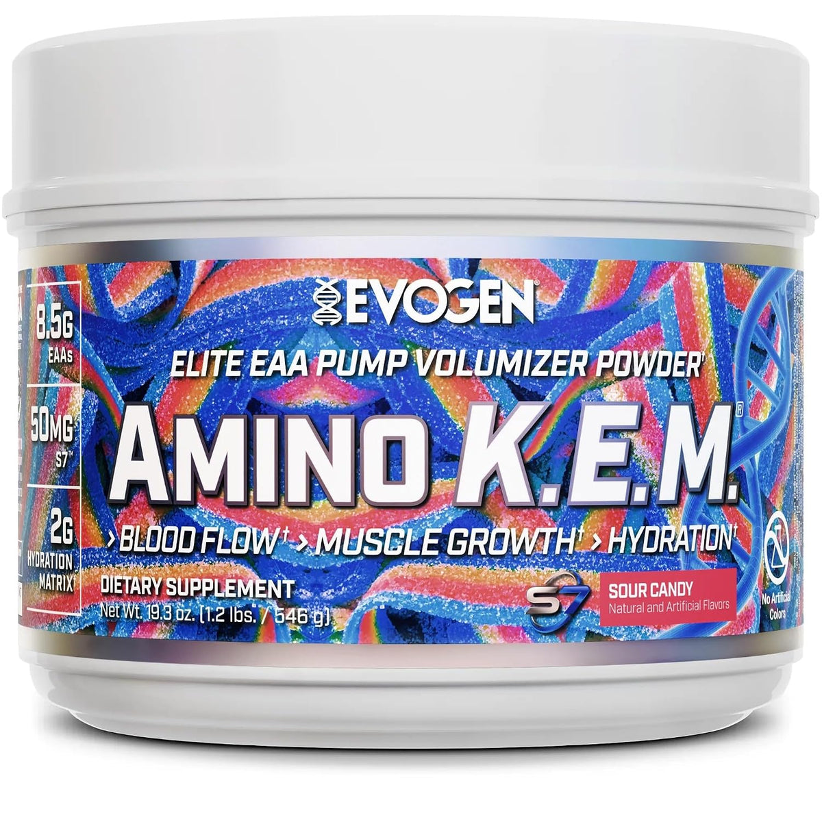 Evogen EVP 3D Amino K.E.M. Bundle – Stim Free Pre Workout Powder & EAA/BCAA Pump Volumizer for Muscle Growth, Hydration & Performance | Sour Candy