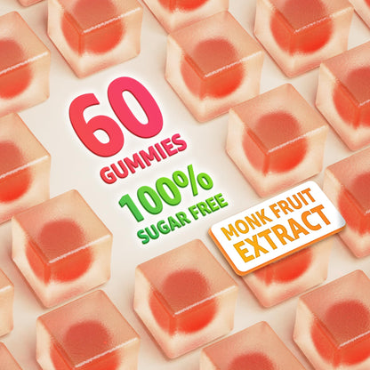 Organic Vitamin C Gummies 120mg for Adults, Sugar Free, Daily Immune Defense, Raw Antioxidant, 100% Whole Food Chewable Vitamin C Supplement from 1200mg Berries & Fruits for Collagen, Vegan, 60 Counts