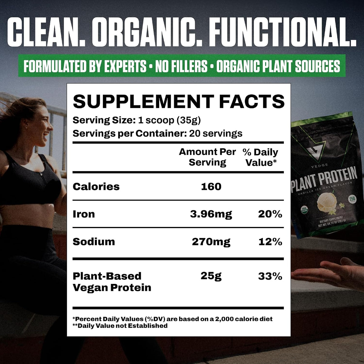 VEDGE Vanilla Protein Powder, Creatine Monohydrate, and Vegan Omega 3, Complete Vegan Performance Stack for Muscle Strength, Endurance & Recovery, Superfood Vitamin A, Vitamin C, and Amino Acids