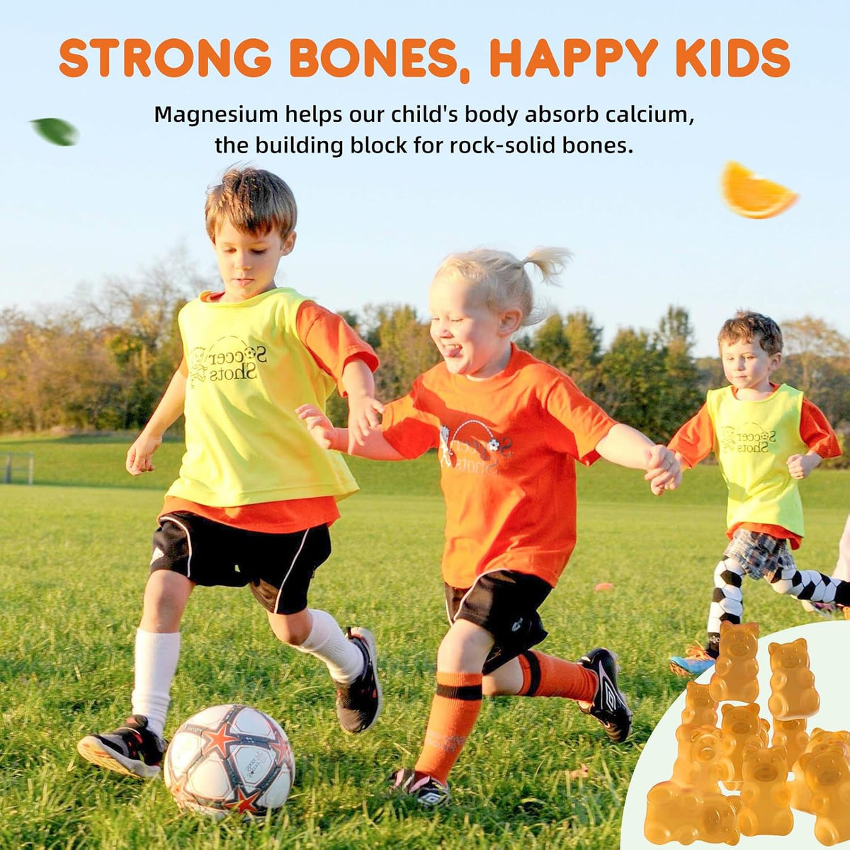 2 Pack Magnesium Glycinate Gummies for Kids & Adults Stawberry & Orange Flavor