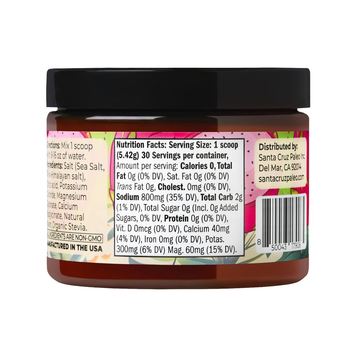 Santa Cruz Paleo Electrolyte Powder, Cherry Limeade, Sugar Free Hydration Drink Mix with Himalayan Pink Salt, Sea Salt, Magnesium Glycinate, Potassium Chloride, Sweetened with Stevia, 30 Servings