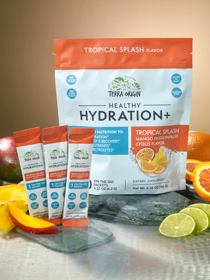 TERRA ORIGIN Healthy Hydration+ Electrolyte Powder Packets | Sugar Free, Gluten Free Drink Mix | Lemonade | 30 Servings (1-Pack)