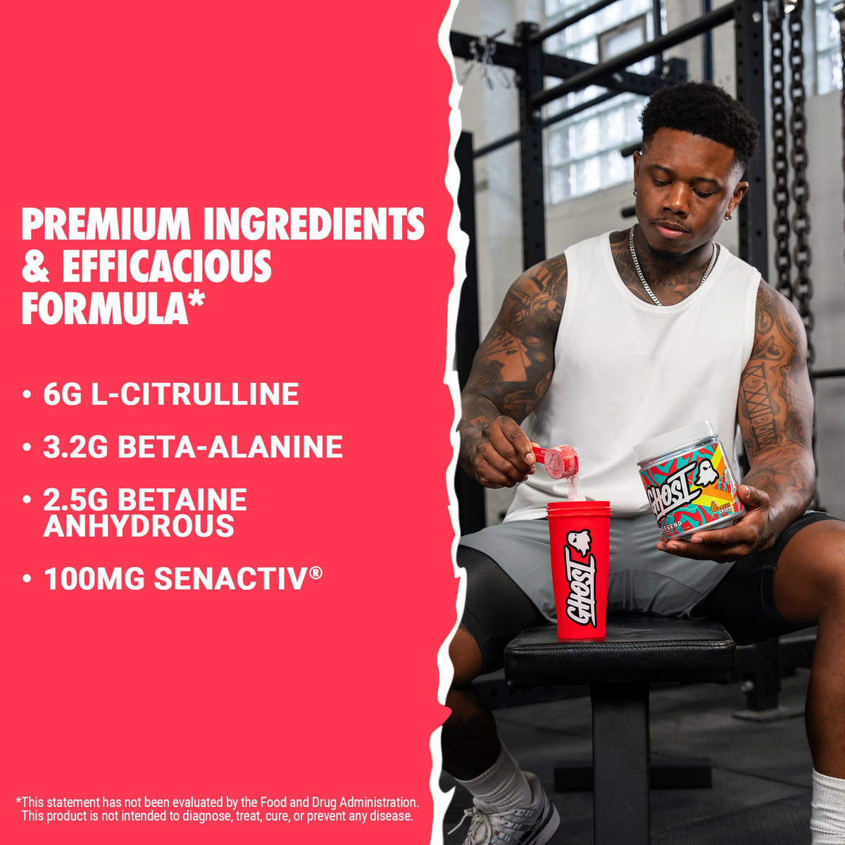 GHOST Legend Pre Workout Powder, Sonic Cherry Limeade - 30 Servings – Pre-Workout for Men & Women with Choline, L-Citrulline, & Beta Alanine for Energy & Focus