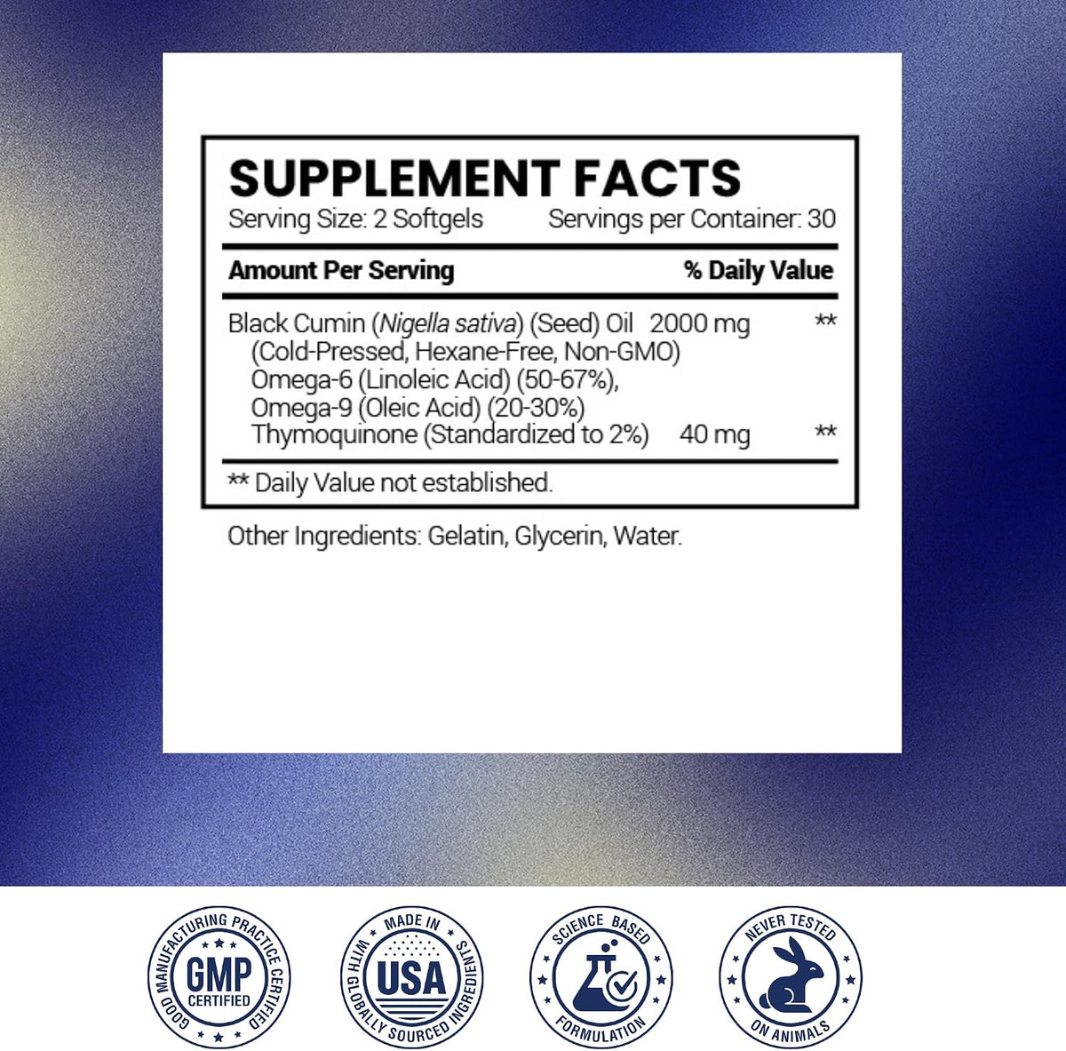 Research Verified Black Seed Oil - 60 Softgels - Boost Immunity, Support Digestion, Improve Respiratory Function - Cold-Pressed - 2% Thymoquinone (TQ)