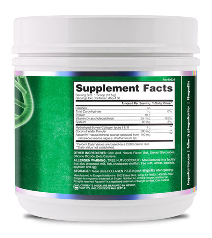 Evogen Collagen Plus Hydration Peptide Powder Plus Hydration | Vanilla Bean | 30 Servings