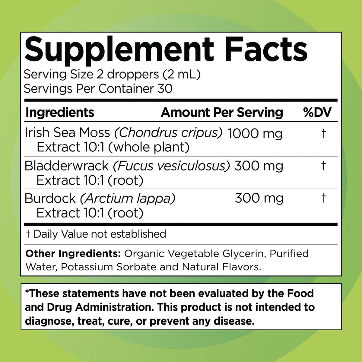 Irish Sea Moss Drops - Citrus Berry Flavor - 92+ Essential Minerals & Vitamins - Energy, Skin, Gut, Recovery - Bladderwrack and Burdock Root - 2 fl. oz