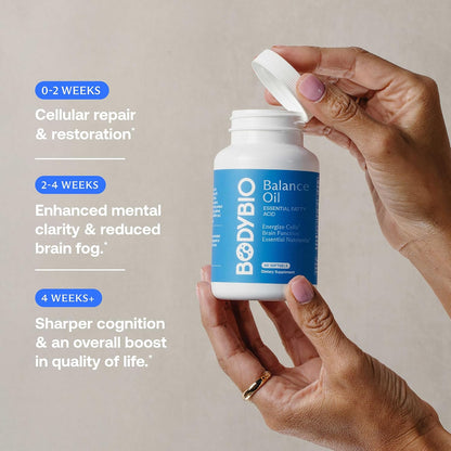 BodyBio Balance Oil - Essential Fatty Acids for Brain, Skin, & Mood | Cold-Pressed Omega 3 & 6