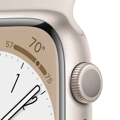Apple Watch Series 8 [GPS, 41mm] - Starlight Aluminum Case with Starlight Sport Band, S/M (Renewed)