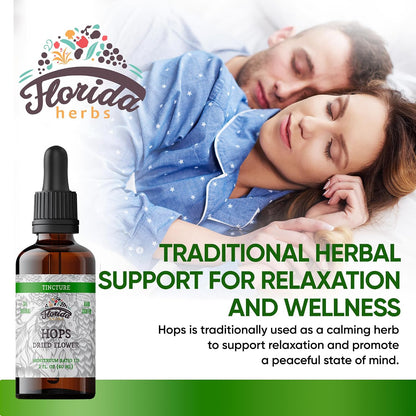 Hops Tincture, Organic Hops Extract Drops (Humulus Lupulus) Dried Flowers - Non-GMO 2 oz