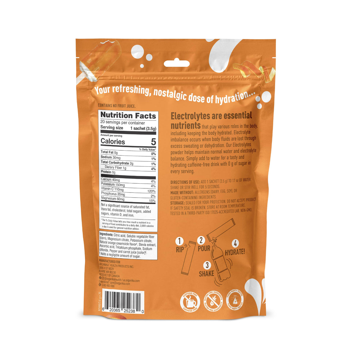 Organika Daily Electrolytes Powder Variety Pack with Vitamin C & Prebiotic Fiber – 21 Single-Serve Sachets (Lemonade, Raspberry, Pineapple Passion Fruit), Sugar-Free, Caffeine-Free