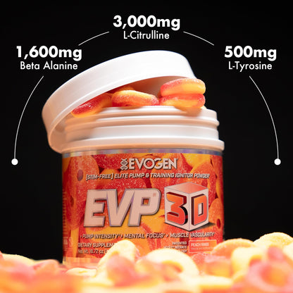 Evogen EVP 3D Stim Free Pre-Workout | Citrus Candy | 40 Servings | Arginine nitrate, L-citrulline, beta-alanine and creatine with lion's mane, L-tyrosine and DMAE for pumps and focus