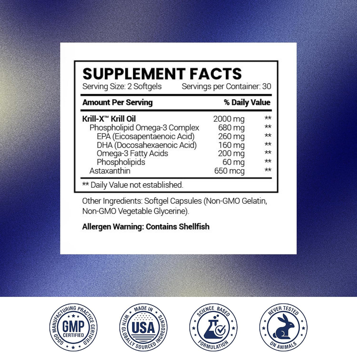 Research Verified Antarctic Krill Oil 2000mg - Support Heart Function & Joints, Boost Cognition - MSC Certified, Sustainably Sourced - 60 Softgels - Made in the USA
