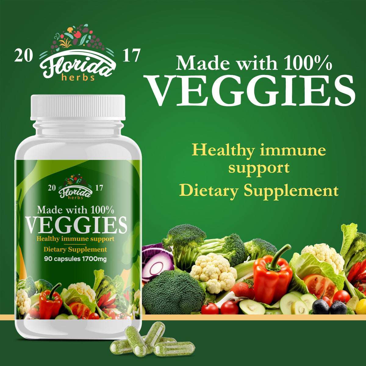 Fruits and Vegetables Supplement - 90 Fruit and 90 Veggie Capsules - Nature Vitamins, Balance of Fruits and Veggies Supports Energy Balance, Soy Free, Vegan Capsules - 90 Count (Pack of 2)