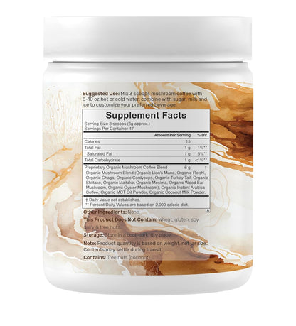 Organic Mushroom Coffee, 10oz – 10 Adaptogenic Mushrooms with Arabica Coffee + MCT Oil for Smooth Flavor – Turkey Tail, Lions Mane, Cordyceps, Chaga, Reishi – Immune, Energy,& Brain Support Supplement