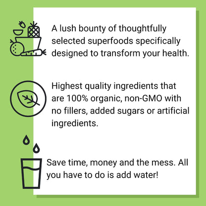 SMART Pressed Organic Greens Superfoods Powder | Cold-Pressed Daily Organic Greens Powder for Women & Men | Vegan Green Powder Superfood Organic | Green Superfood Powder (30 Servings)