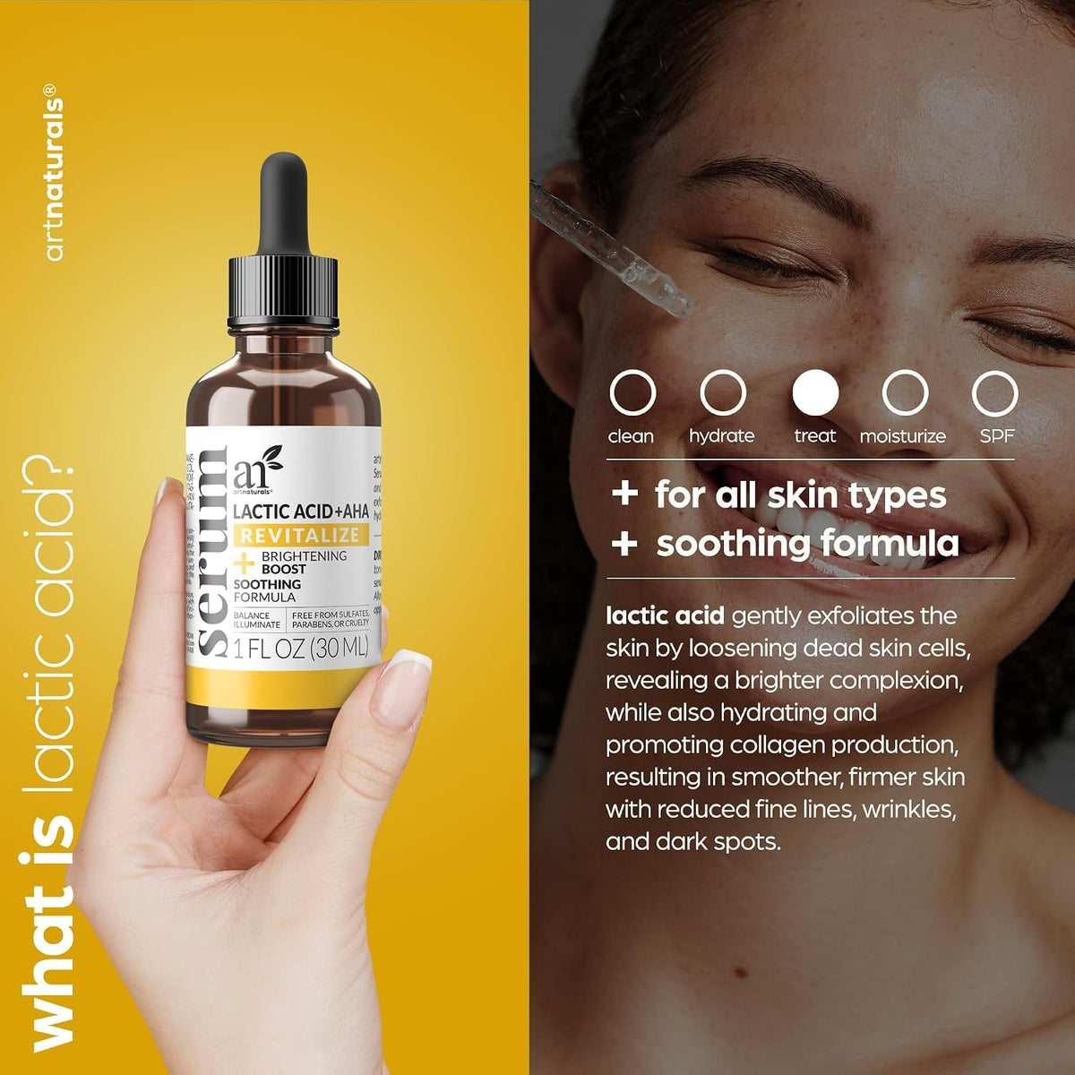 ArtNaturals Lactic Acid Face Serum, 1 oz