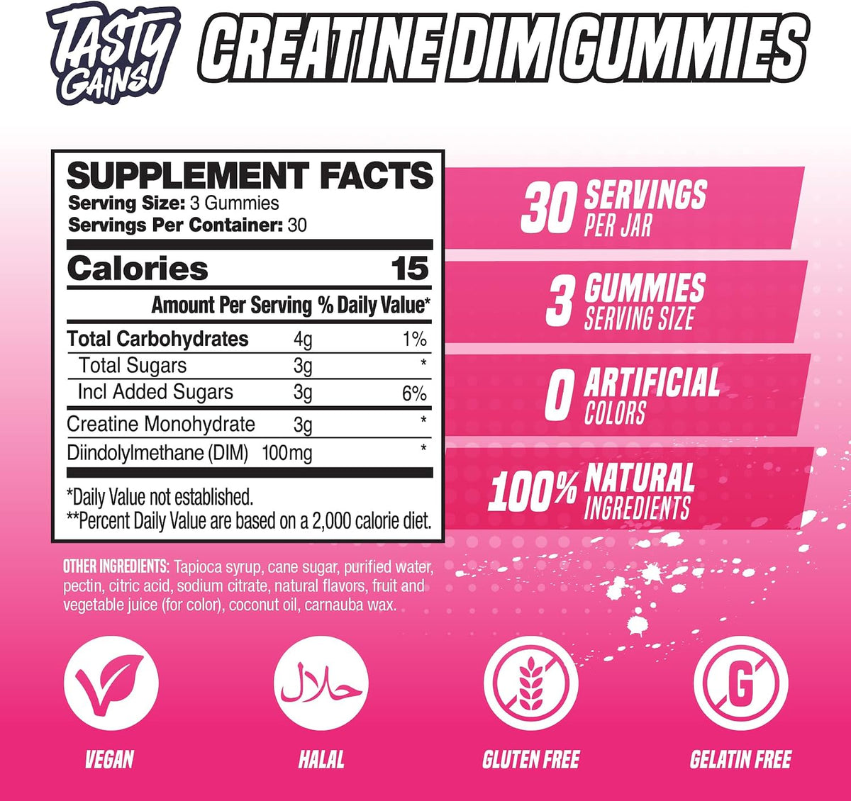 Creatine Gummies for women | 3g Creatine Monohydrate Per Serving | DIM Supplement 100 mg | Estrogen Balance for Women | Hormonal Acne, Hormone Balance, Glute Builder (90 Count, Pineapple Mango)