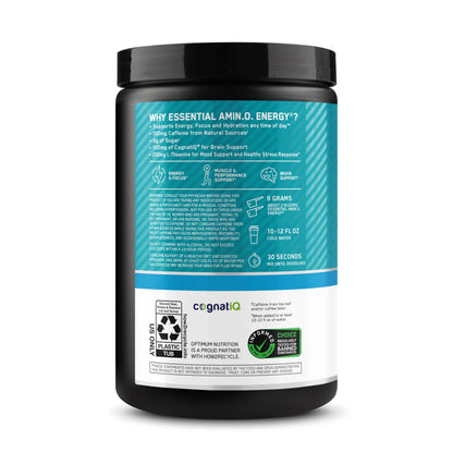 Optimum Nutrition, Amino Energy Powder Plus Focus, with Bcaa, Electrolytes, and Caffeine, Watermelon, 30 Servings | Contains BCAAs, Electrolytes, 100 mg Caffeine, 5g Amino Acids, Zero Sugar, Supports Hydration, Banned Substance Tested