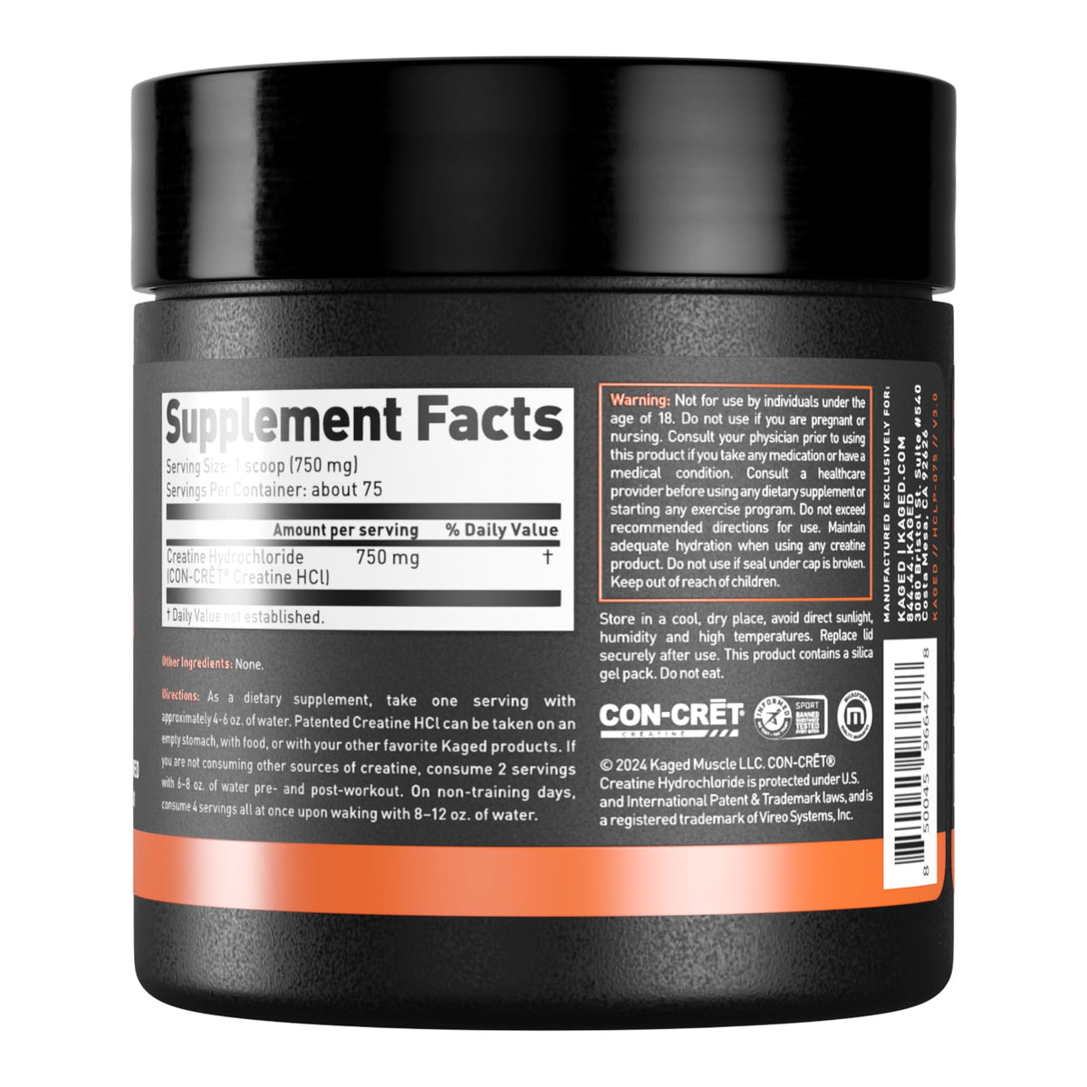 Kaged Creatine HCl Capsules | 7X Concentrated vs Mono | Muscle Building & Recovery | High Absorption | No Bloating | Creatine for Men & Women | Vegan, Gluten Free | Unflavored | 75 Servings