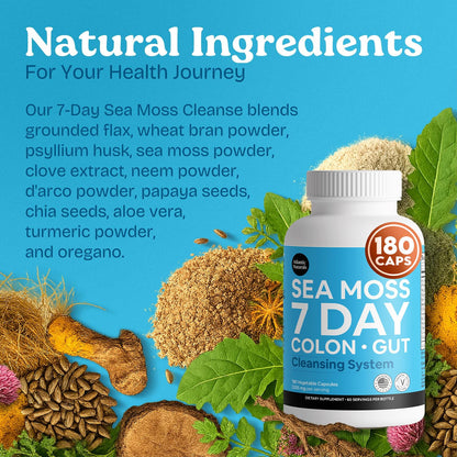 Atlantic Naturals Psyllium Husk Fiber Powder with Sea Moss – 7 Day Colon Cleanse & Daily Fiber Supplement Drink Mix with Senna – Gut Health & Regularity for Women & Men – Pineapple, 14 oz